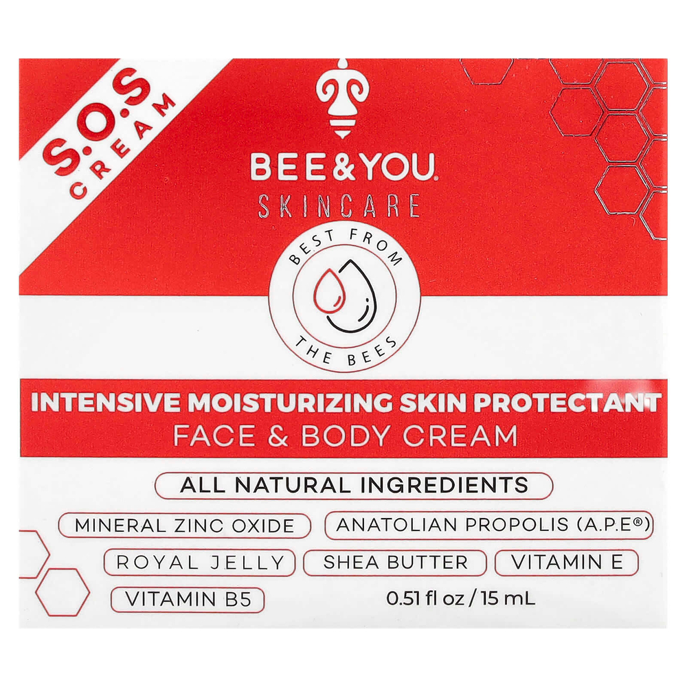 Bee & You, Интенсивный увлажняющий защитный крем для лица и тела, 15 мл (0,51 жидк. Унции)