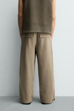 ZARA БРЮКИ RELAXED FIT С РЕГУЛИРУЕМЫМ НИЗОМ, РЫЖЕВАТО-КОРИЧНЕВЫЙ