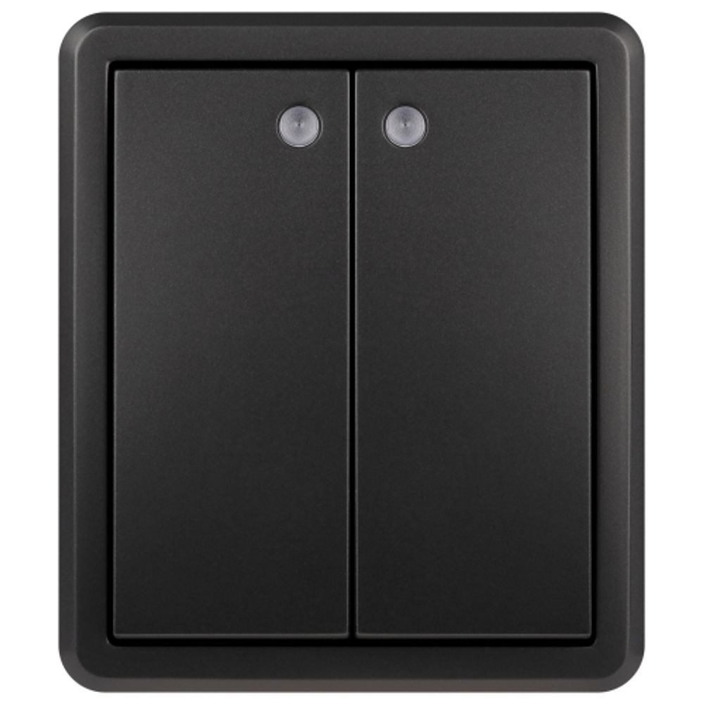 Выключатель ЭРА Эксперт 11-1205-05 двойной с подсветкой IP20 10АХ-250В ОУ антрацит | Эра Эксперт