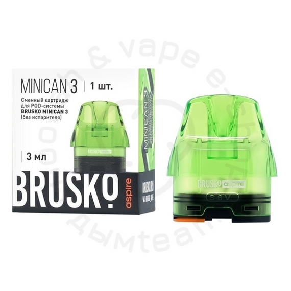 Картридж к многоразовой электронной системе, Модель BRUSKO MINICAN 3, (зелёный), 3 мл
