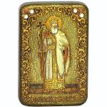 Инкрустированная Икона Святой равноапостольный князь Владимир 15х10см на натуральном дереве, в подарочной коробке
