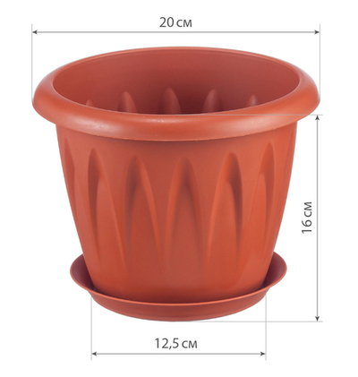 Кашпо АЛИЦИЯ с поддоном D200мм 2,6л, М3067