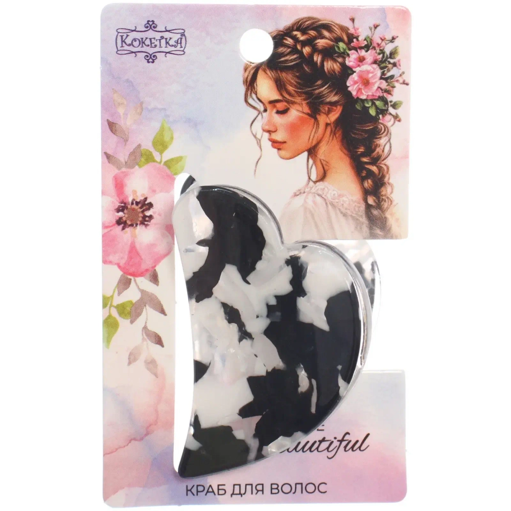 Заколка - краб для волос «AKS-EMPIRE», сердце, цвет микс 6 цветов, 4,5*3см