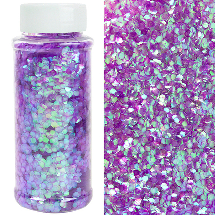 Конфетти фольга Шестиугольники, Сиреневый, Перламутр, 0,3 см, 90 г.