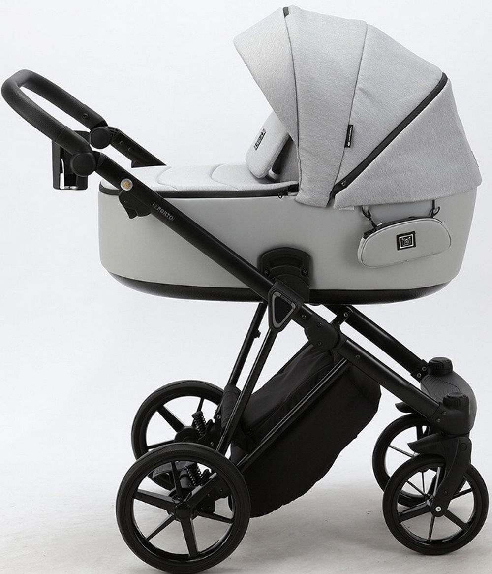 Детская коляска Adamex Porto 2 в 1 PO-PS11 (СВ.СЕР.+СВ.СЕР.КОЖА)