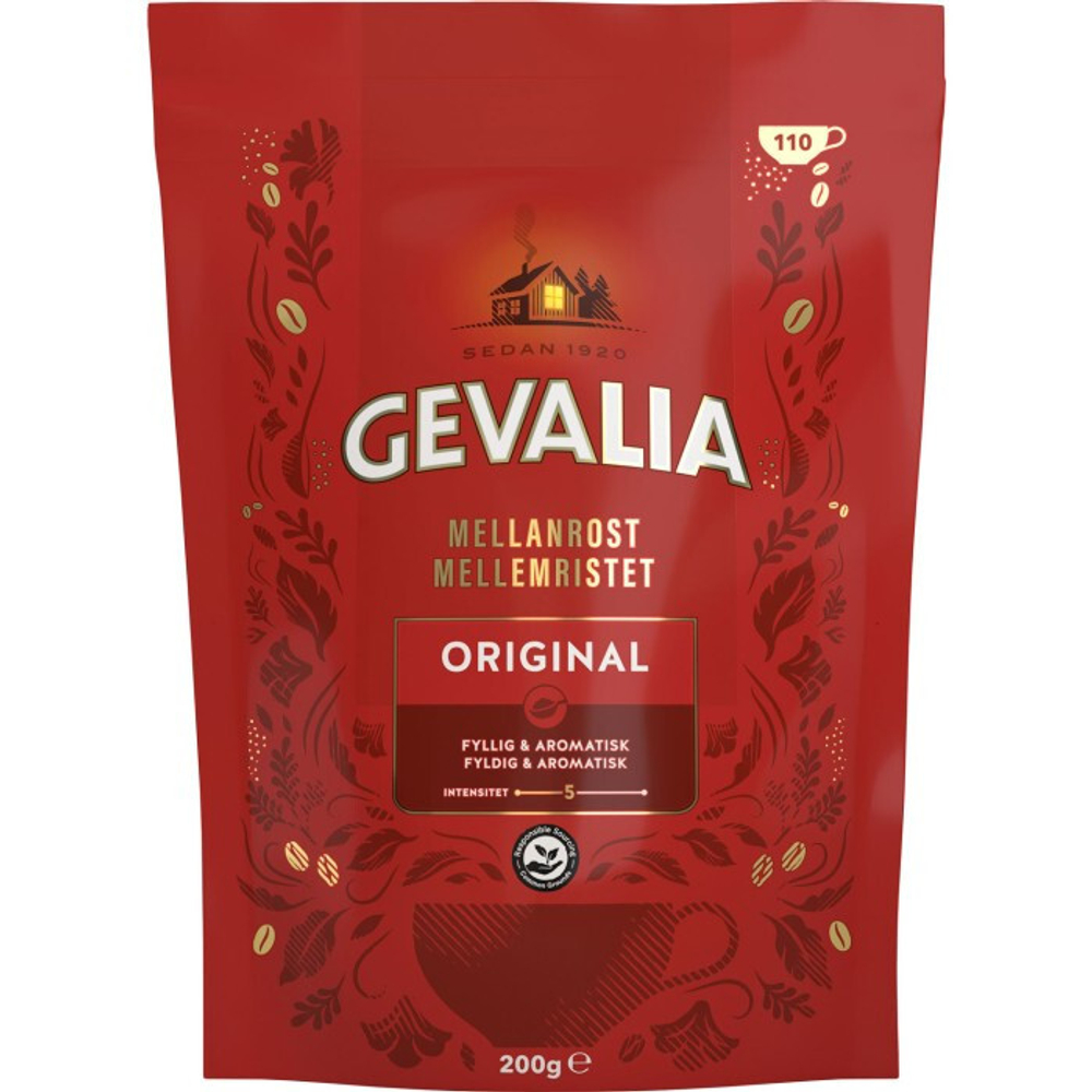 Кофе растворимый Gevalia Mellanrost Original, 200 г пакет (Гевалия)