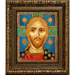 Спас Златые Власы. Икона Иисуса Христа на холсте.
