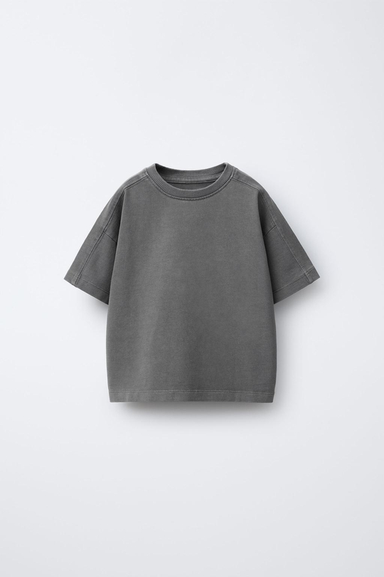 ZARA ФУТБОЛКА GARMENT DYE, АНТРАЦИТОВО-СЕРЫЙ
