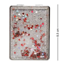 WW-115 Зеркало прямоугольное серебристое с плавающими сердечками «Блеск»