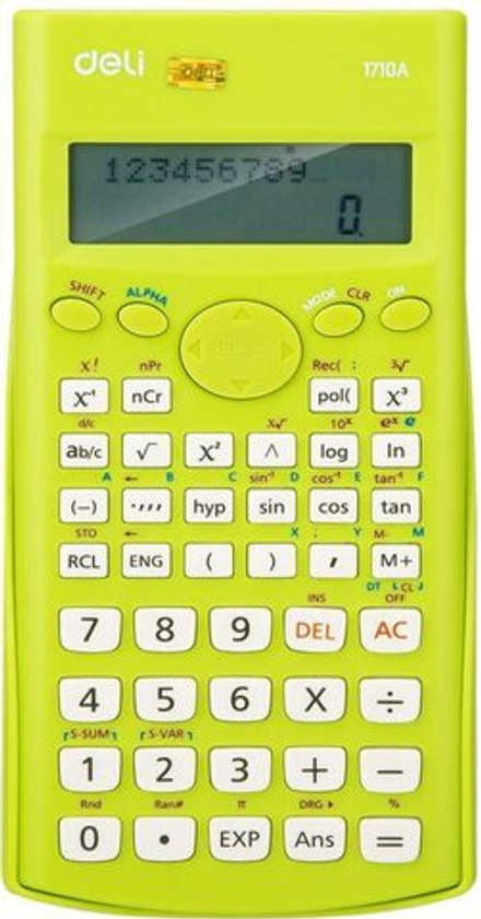 Калькулятор  10+2 разр. Deli научный, для ЕГЭ, зеленый E1710A