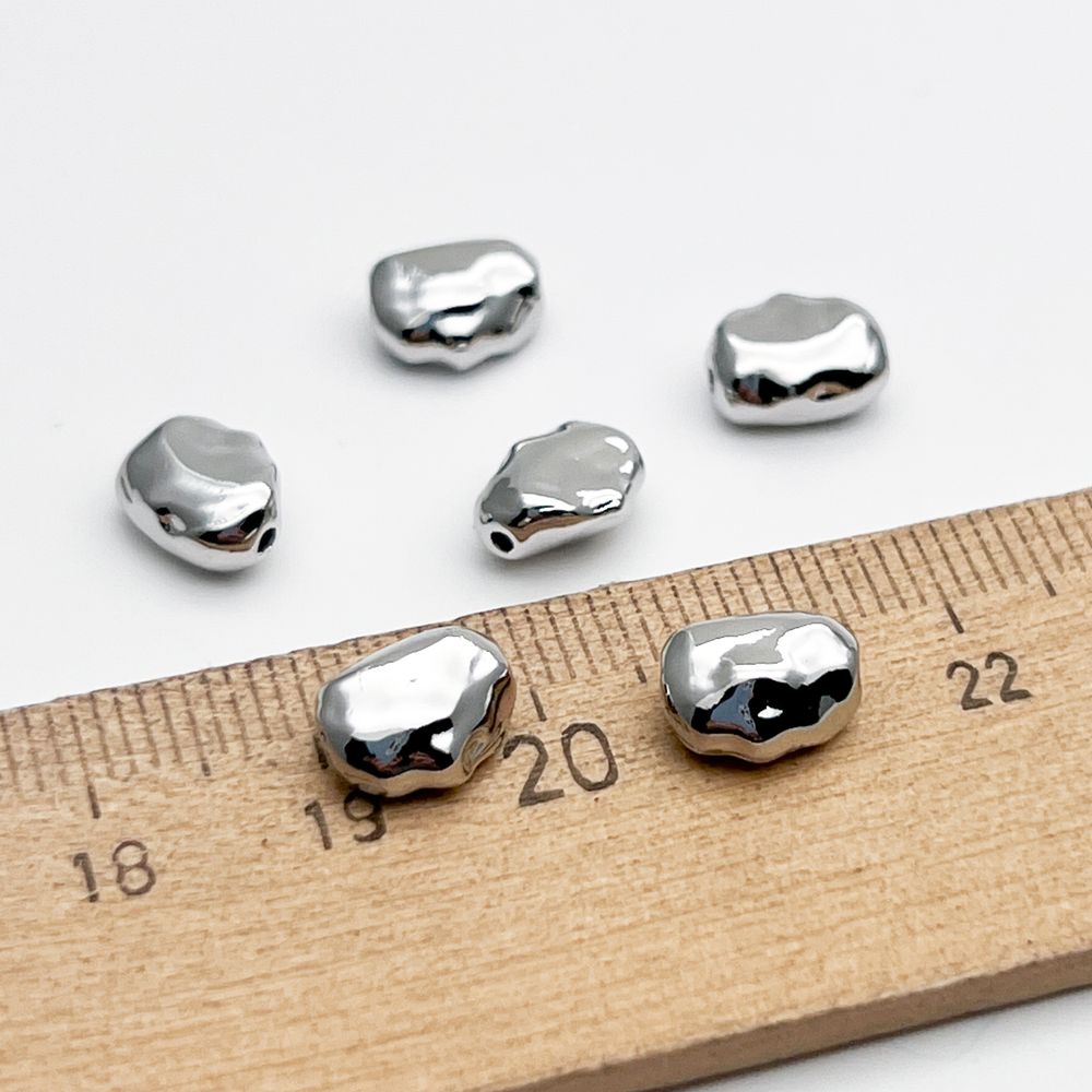 Бусина, цвет серебро (родий), размер 9*7 мм, цена за 1 шт