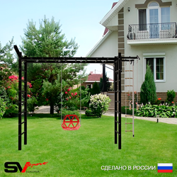 Уличная шведская стенка Sv Sport рукоход У5381 (Турник/Со спинкой/Кронш бокс/Канат/кольца/лестница)