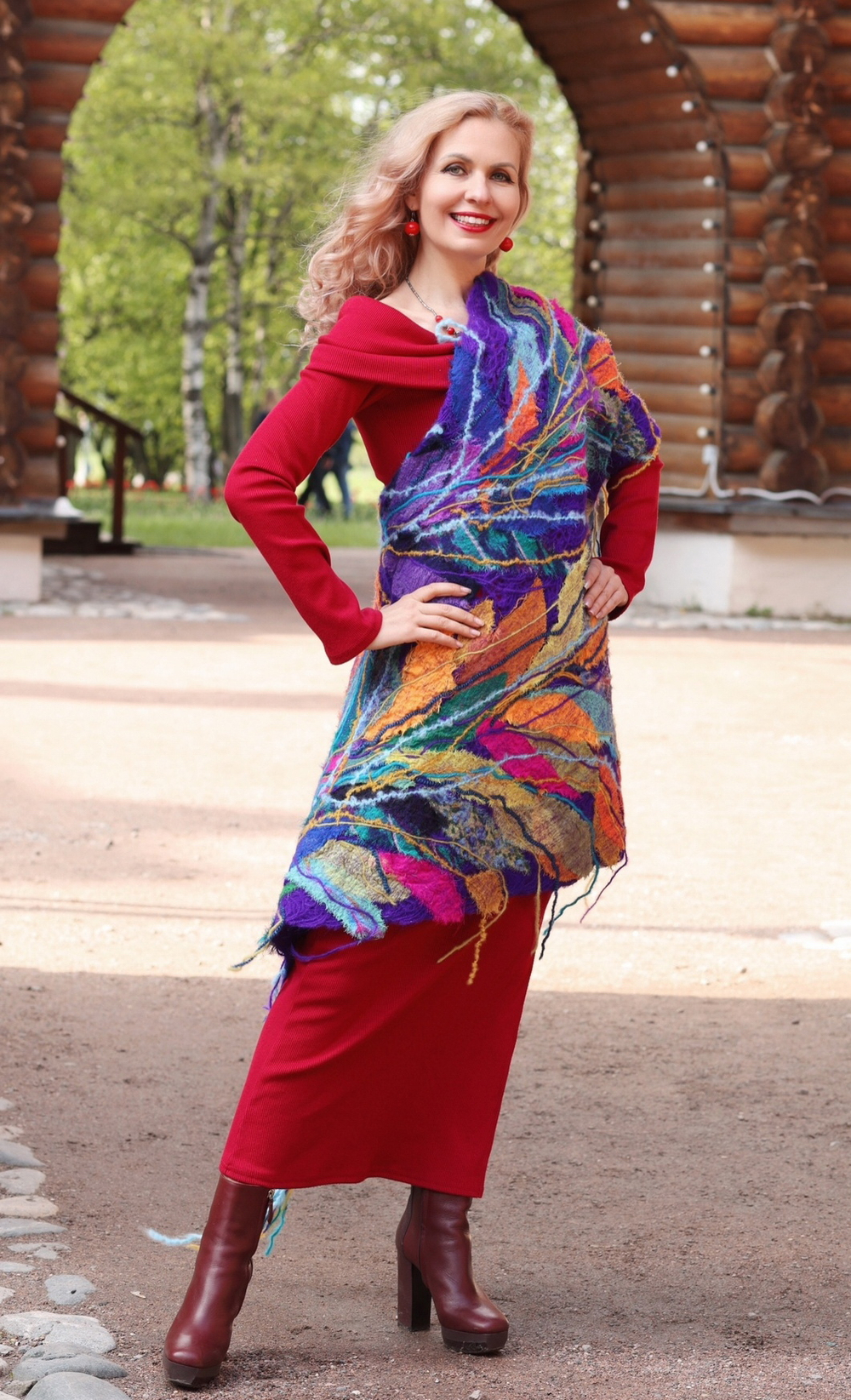 Шаль "Перо Жар-Птицы лиловый"