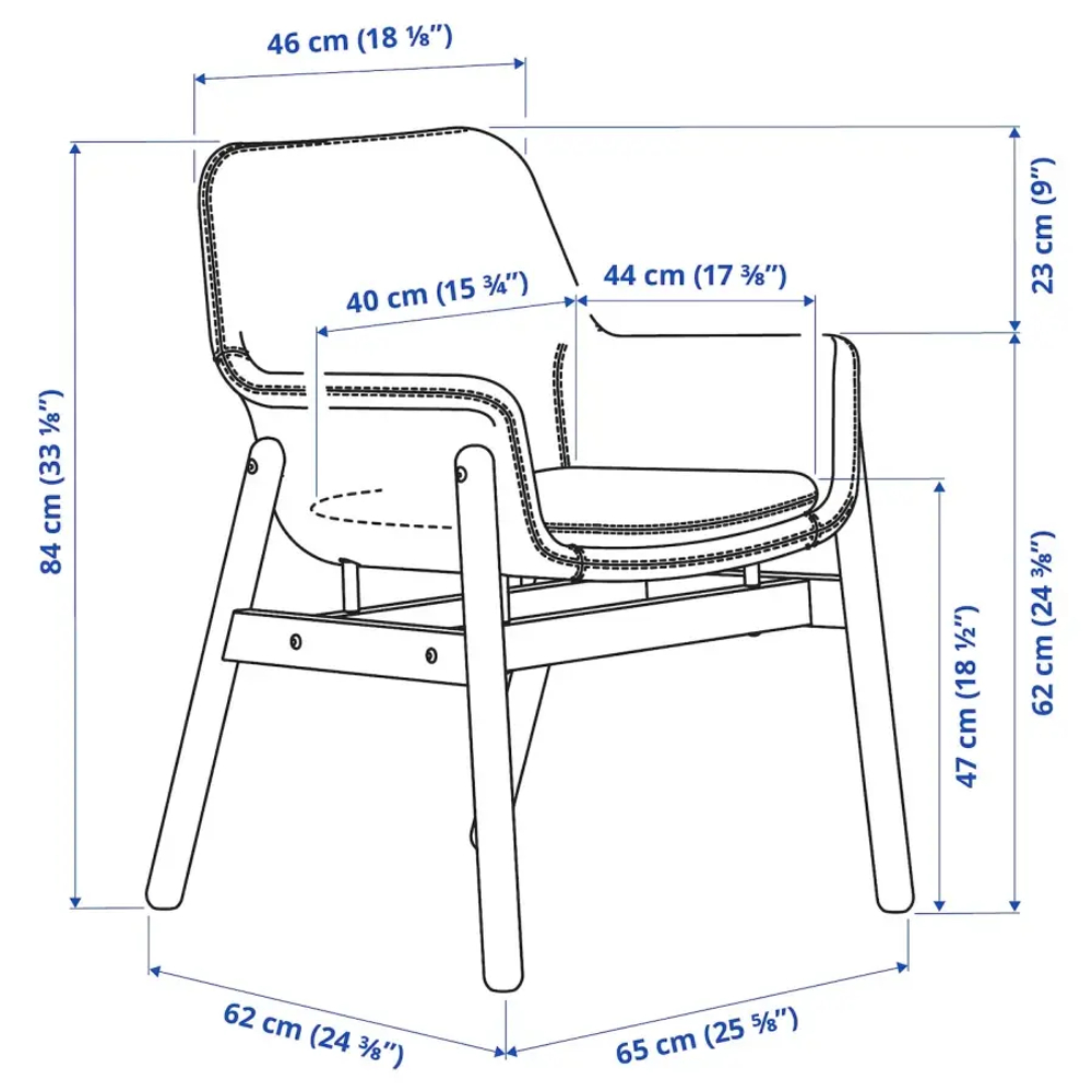Стул с подлокотниками  - VEDBO IKEA/ВЕДБО ИКЕА, 84х65х61 см, серый