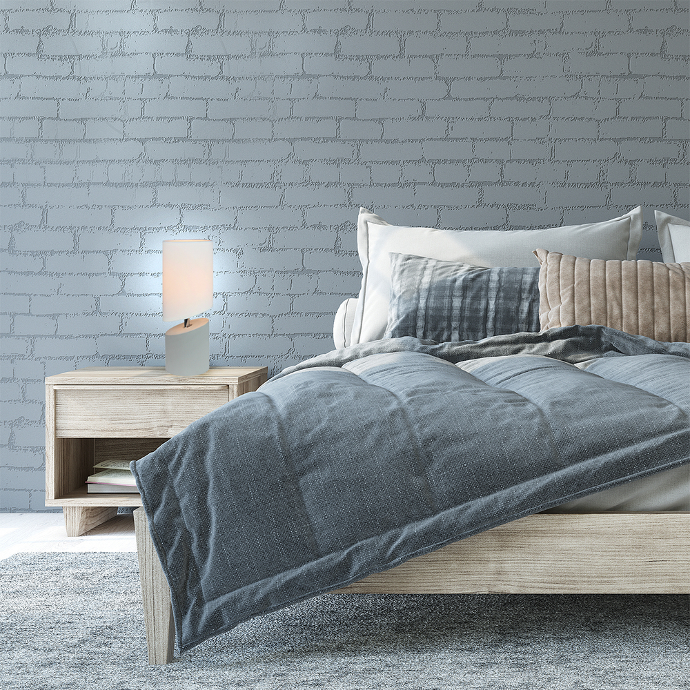 Настольный светильник 1x40Вт E14, бетон/ткань, кремово-серый, белый плафон