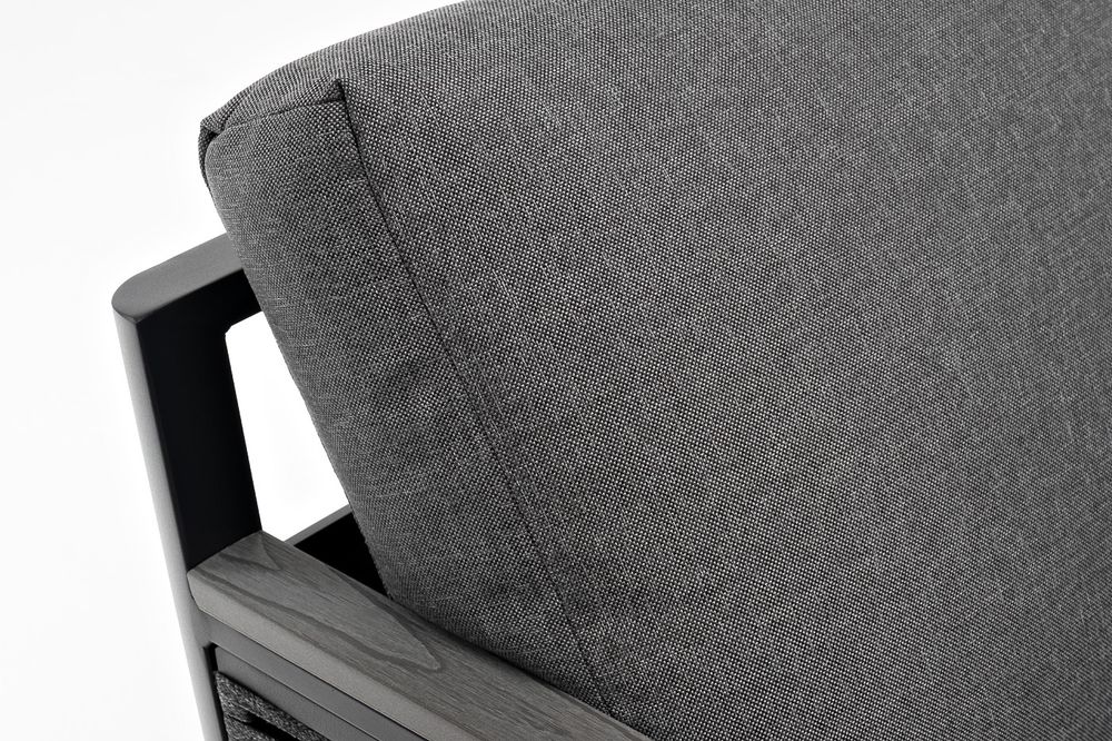 "Сан Ремо" диван 2-местный плетеный из роупа, каркас алюминий темно-серый, роуп серый, ткань серая