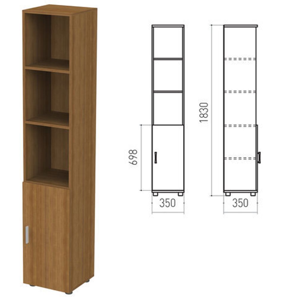 Шкаф полузакрытый "Канц", 350х350х1830 мм, цвет орех пирамидальный (КОМПЛЕКТ)
