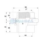 Накидная муфта Gemas ПВХ-латунь 50мм x 1 1/2" ВР (для титана) (133454)