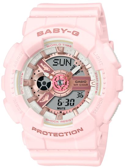 Женские  кварцевые электронные часы  Casio  BABY-G модель BA-110AQ-4A розовые