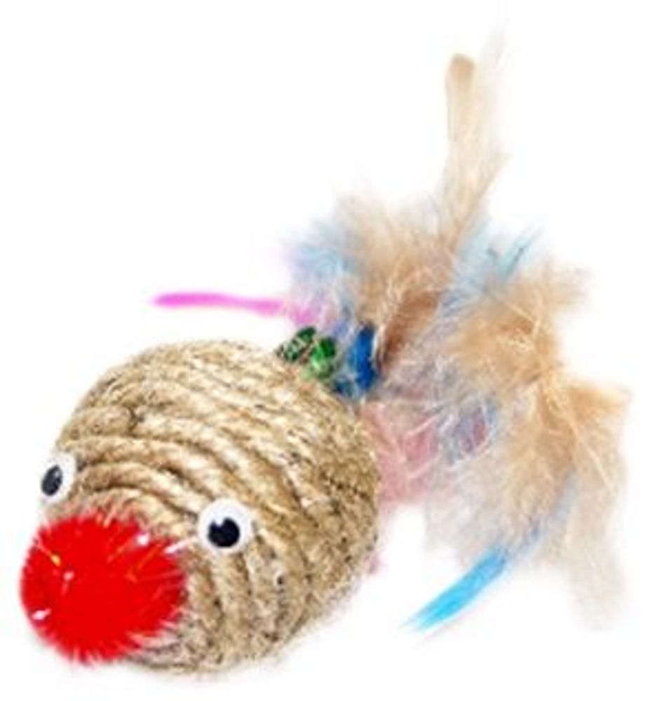 Игрушка для кошек Зверек с перьями, звенящая КС-114