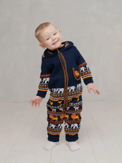 Вязаный комбинезон для новорожденных и малышей на молнии