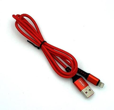 Кабель DENMEN D02L USB-Lightning 2.4A 1м Nylon Red