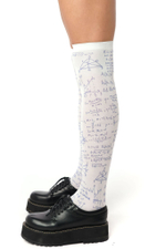 Белые гольфы с принтом в виде формул, вычислений и схем (Цвет: белый)