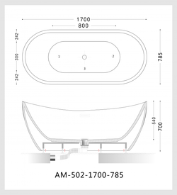 Акриловая ванна ARTMAX AM-502-1700-785 отдельностоящая со сливом-переливом,сифон в комплекте