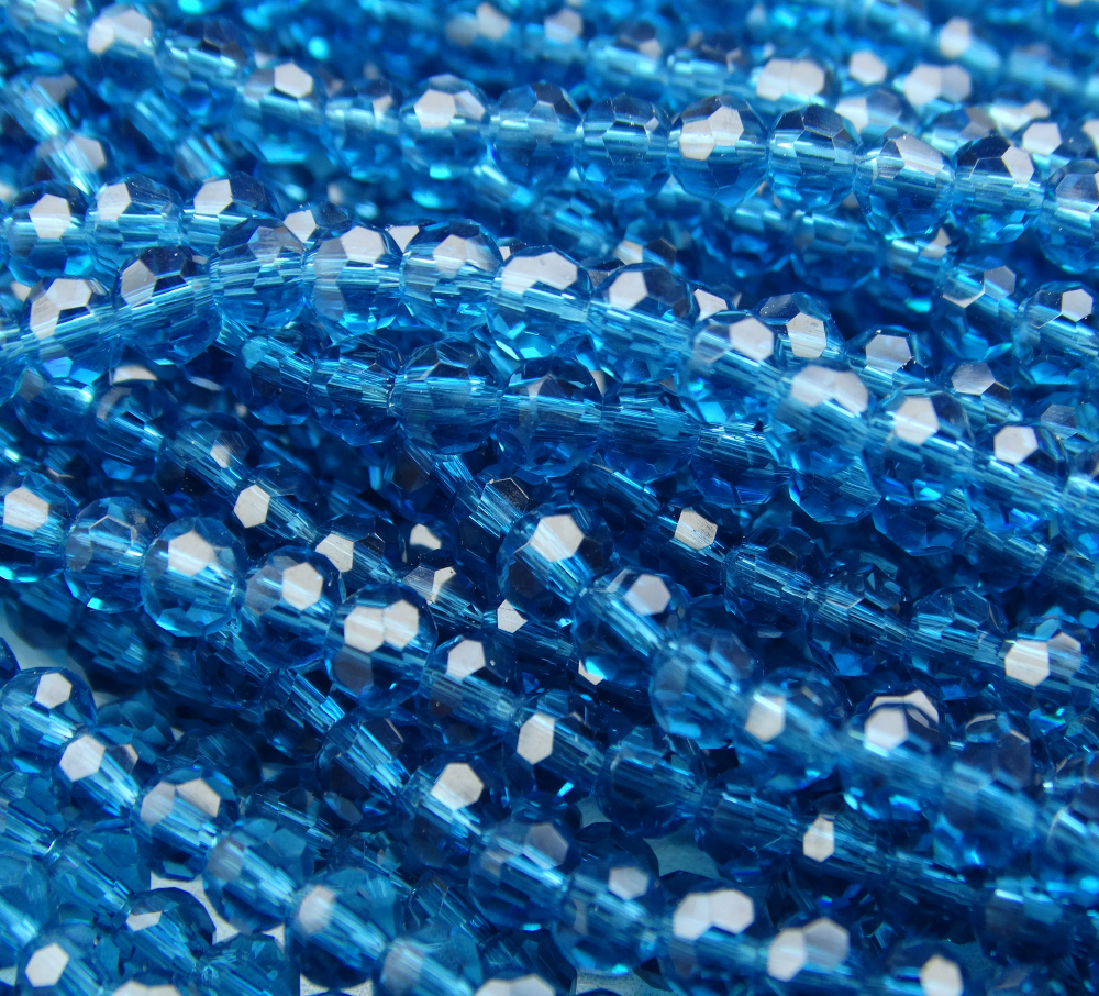 БШ025НН3 Хрустальные бусины "32 грани", цвет: морская волна прозрачный, 3 мм, кол-во: 95-100 шт.