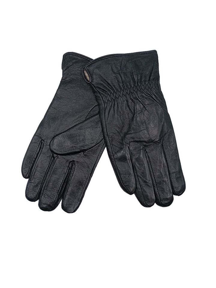 Перчатки мужские на резинке натуральная кожа (подкладка трикотаж-шерсть)