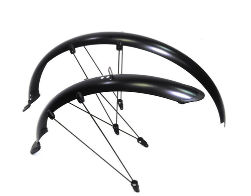 Крылья TRIX 26" комплект переднее/заднее, металло-пластик, с "усами", ширина 65мм, с брызговиками, черные (50)