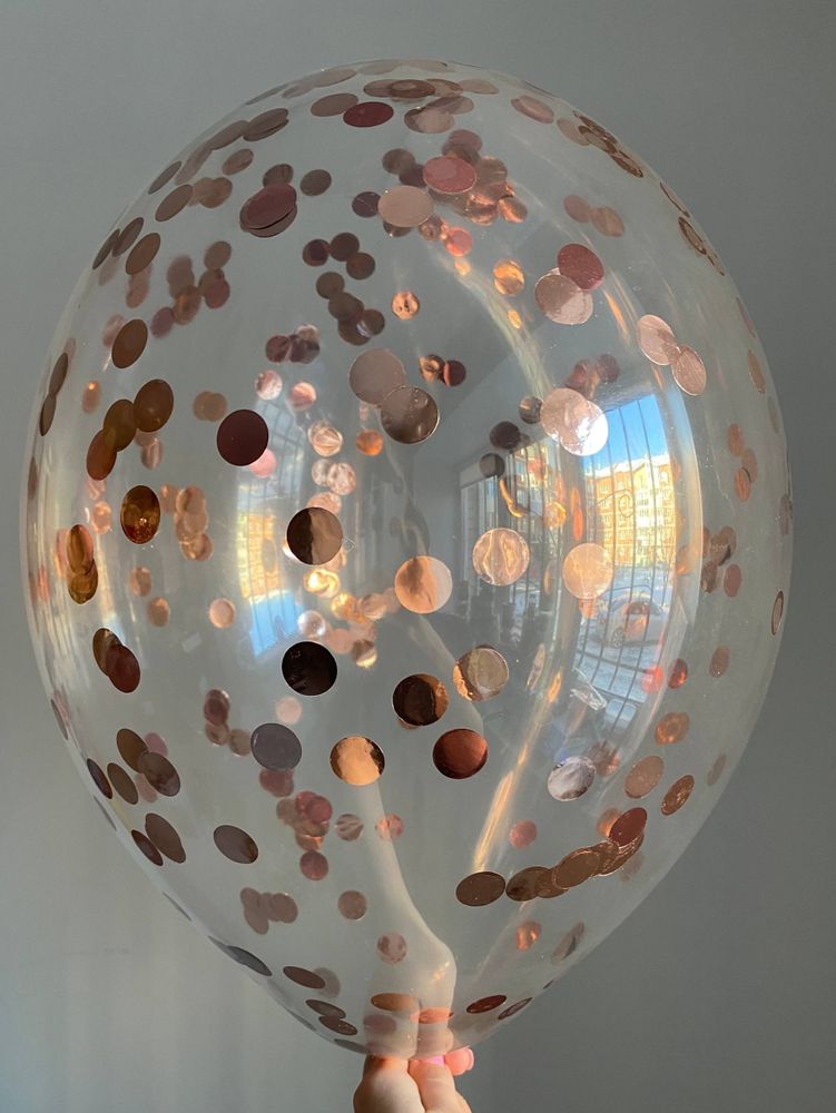 Воздушный шар с наполнением конфетти круг розовое золото ПАЛИТРА №4331