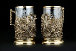 Набор подстаканников "Герб России VIP" 2 шт. в подарочном кейсе