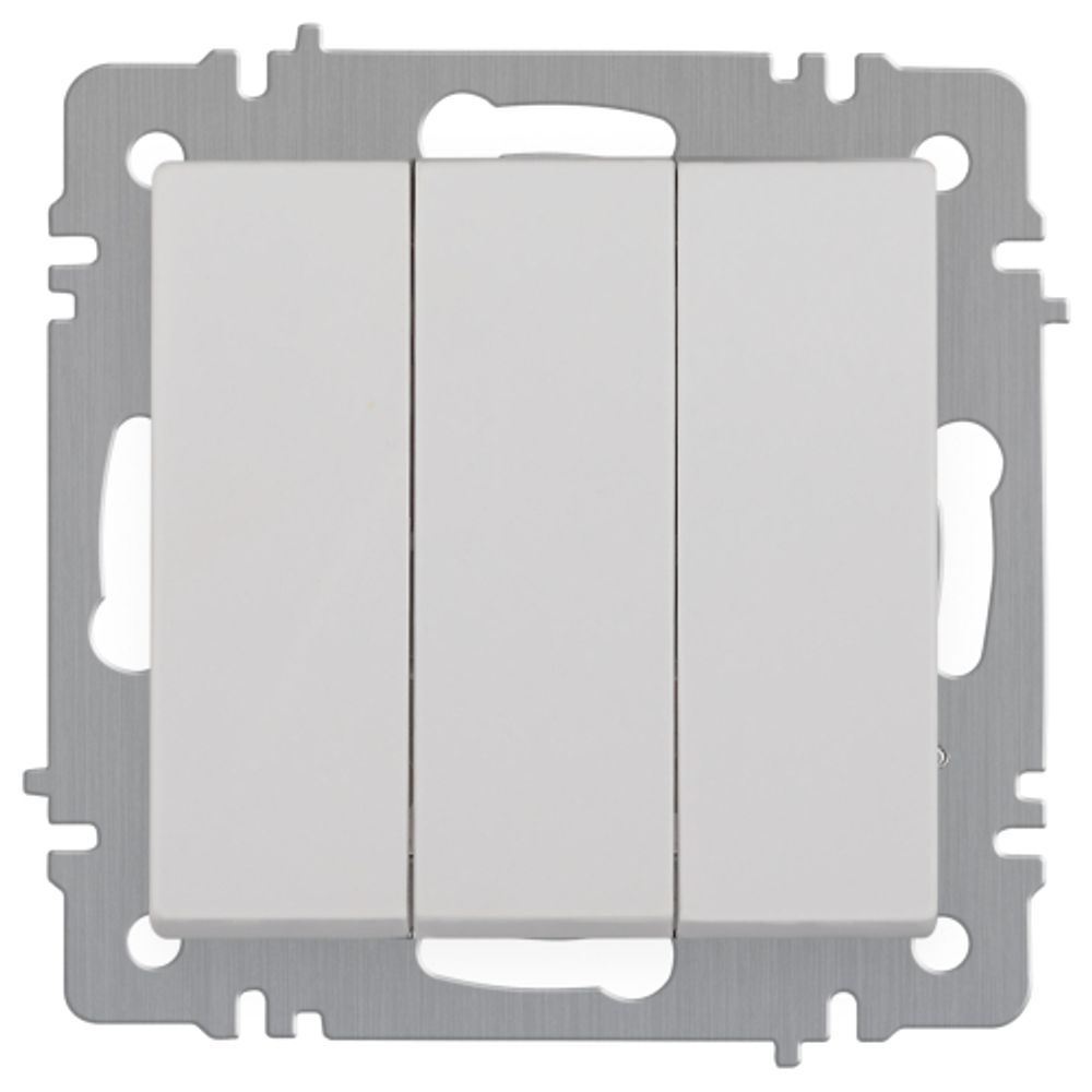 Выключатель Intro Accent 6-106-01 тройной, 10А-250В, IP20, СУ, AL/CU, белый