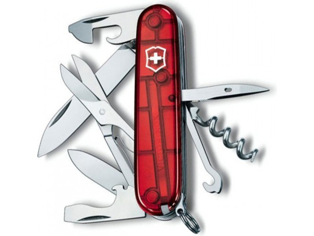 Нож Victorinox Climber красный прозрачный, 1.3703.T