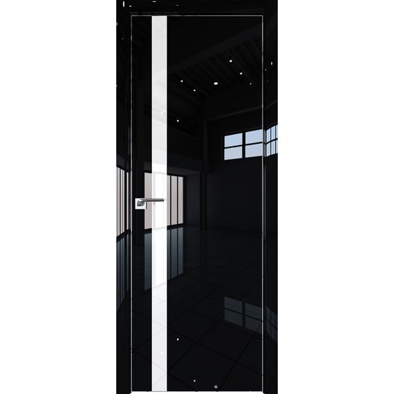 Фото двери 6LK чёрный люкс кромка ABS Eclipse стекло белый лак