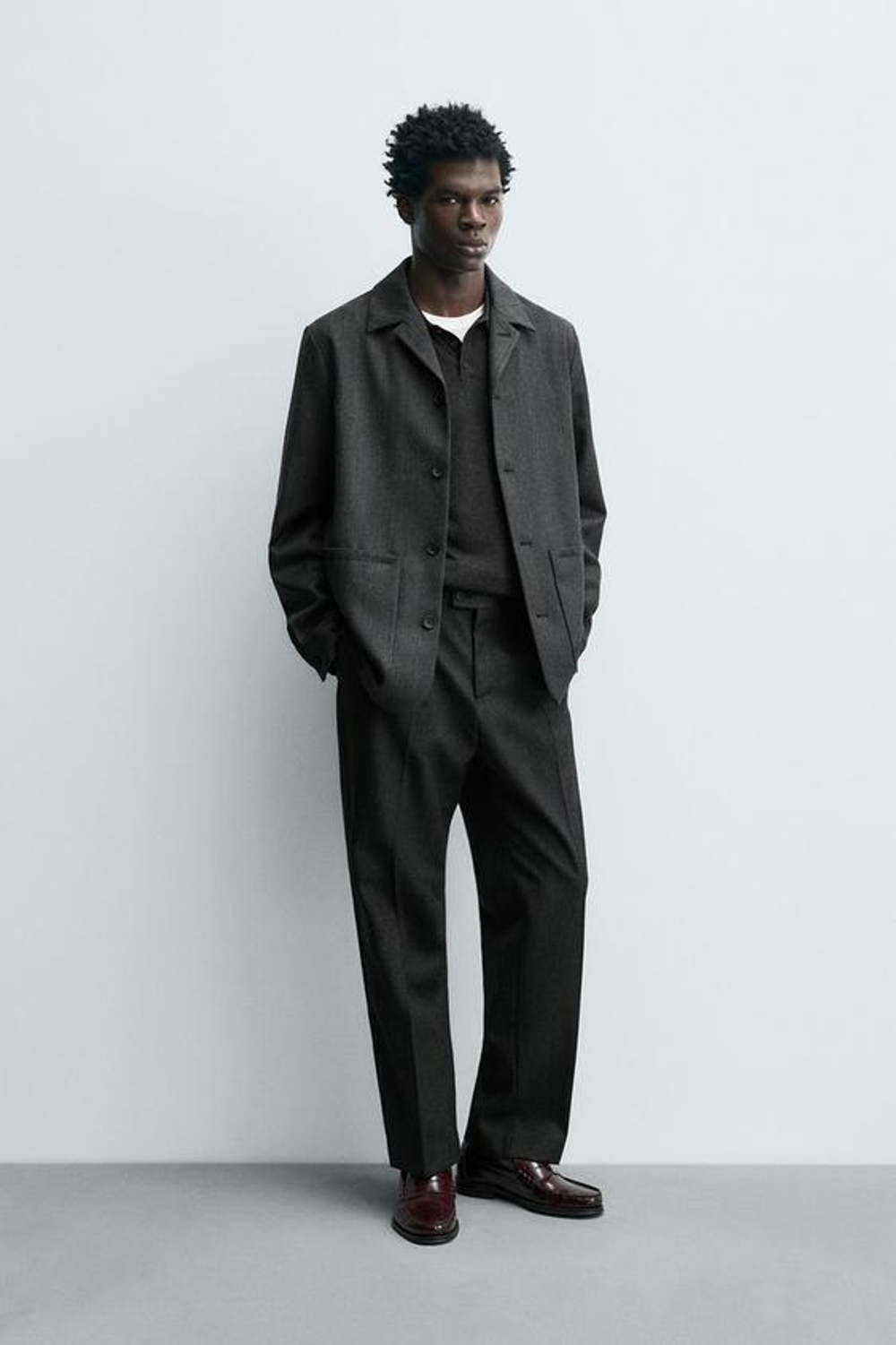 ZARA БРЮКИ ИЗ 100% ШЕРСТИ, АНТРАЦИТОВО-СЕРЫЙ