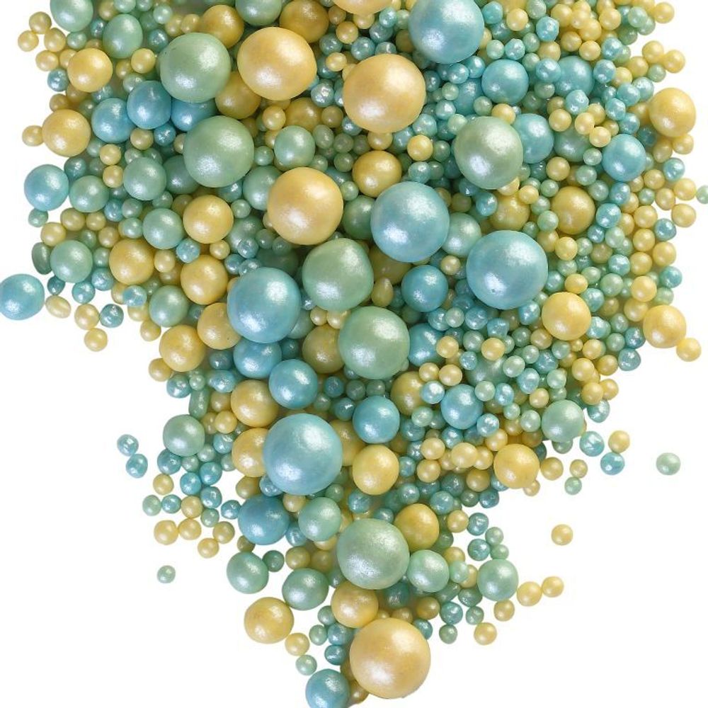 Драже зерновое в кондитерской глазури (240, Жемчуг изумруд, бирюза, желтый) 1,5 кг