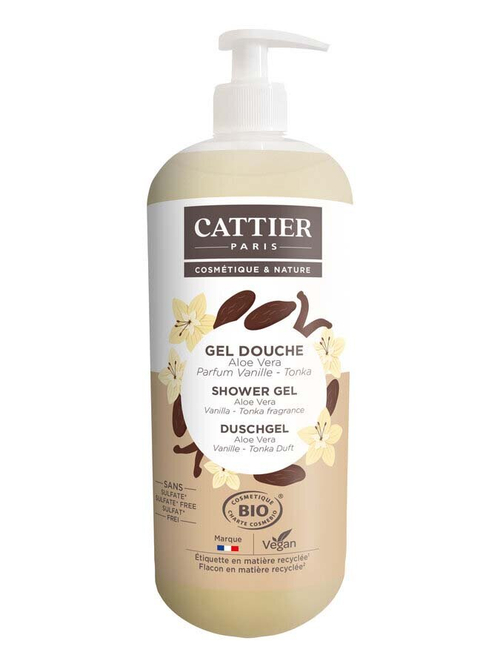 Гель для душа Cattier с ароматом алоэ вера, ванили и бобов тонка., 1000 мл