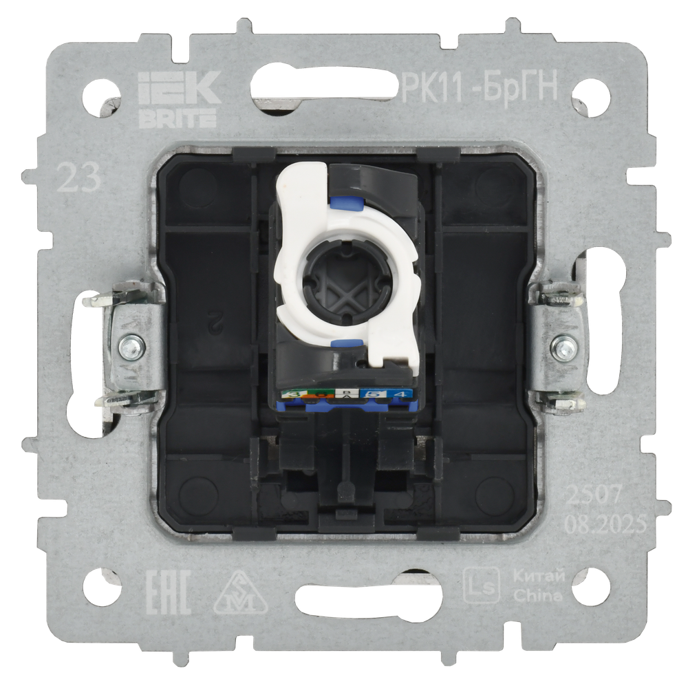 BRITE Розетка компьютерная RJ45 кат.6 РК11-БрГН металл хром/никель IEK
