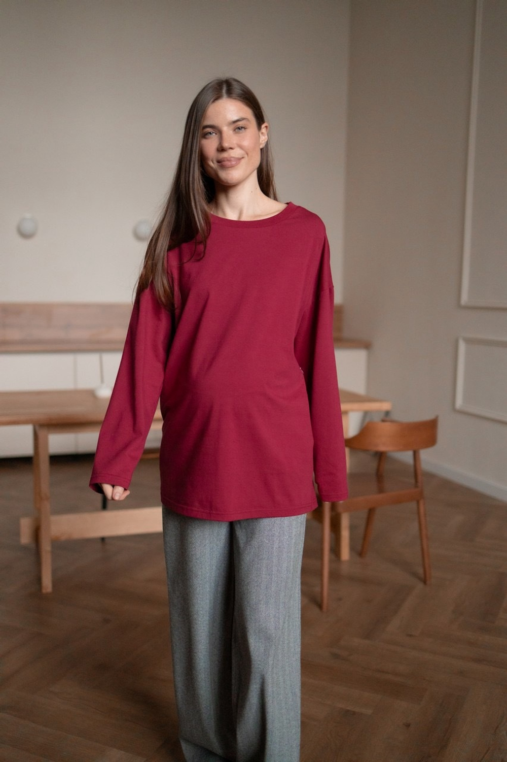 Лонгслив Basic, Винный