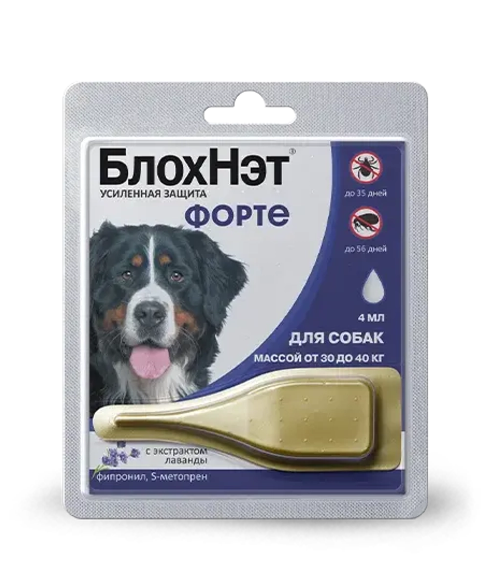 БЛОХНЭТ ФОРТЕ Капли от блох и клещей для собак массой 30-40 кг