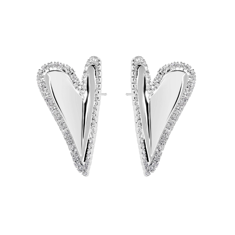 Серьги Ослепляющее Блеском Сердце – Серебро