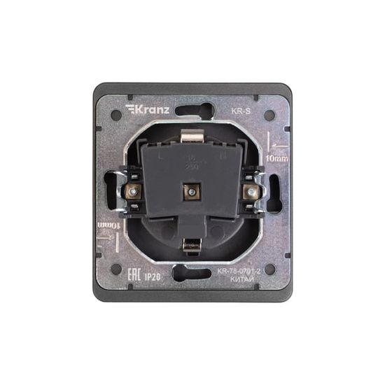 Розетка ROUND 1-ая с/з с/у, со шторками 16А титан KRANZ