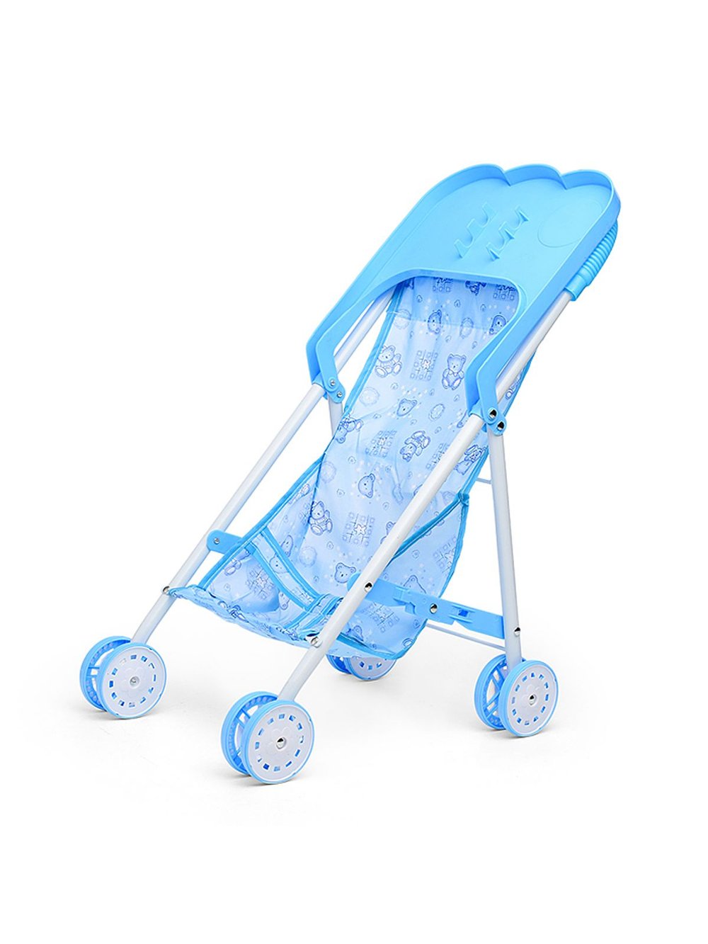 Коляска кукольная, складная, голубая, с принтом (CS6819BL)