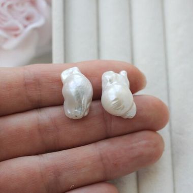 Жемчуг натуральный барочный, 19 мм и 21 мм, 2 жемчужины, Ж001-10