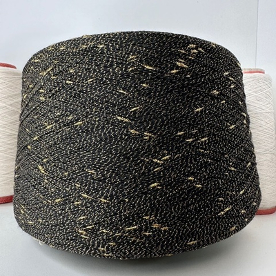 INCAS - New Mill; 86% хлопок, 14% люрекс; 650м/100гр; col.6078, черная нить с золотым люрексом