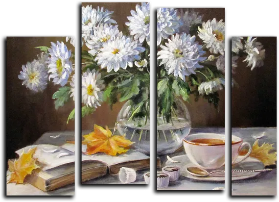 Модульная картина "Белые астры"
