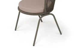 "Люксембург" стул плетеный из роупа, каркас из стали бежево-серый (RAL7006) муар, роуп коричневый круглый, ткань Mossle бежевая