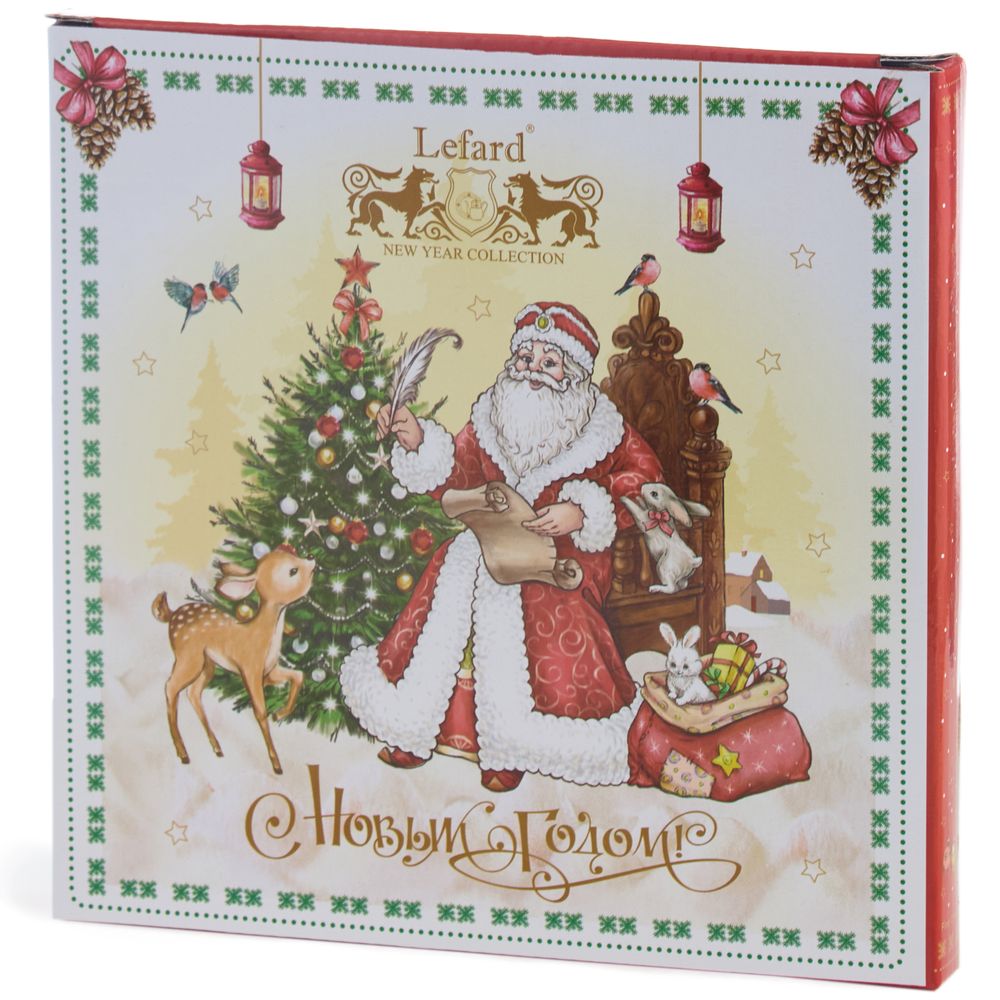 ТАРЕЛКА ЗАКУСОЧНАЯ LEFARD "ДЕД МОРОЗ" 20,5 СМ КРАСНАЯ (КОР=18ШТ.)